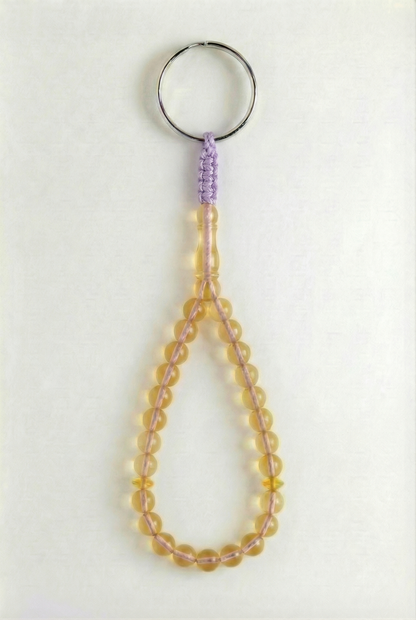 سلسلة مفاتيح من العنبر - سيقنتشر + شاهد وفواصل (25 خرزة)