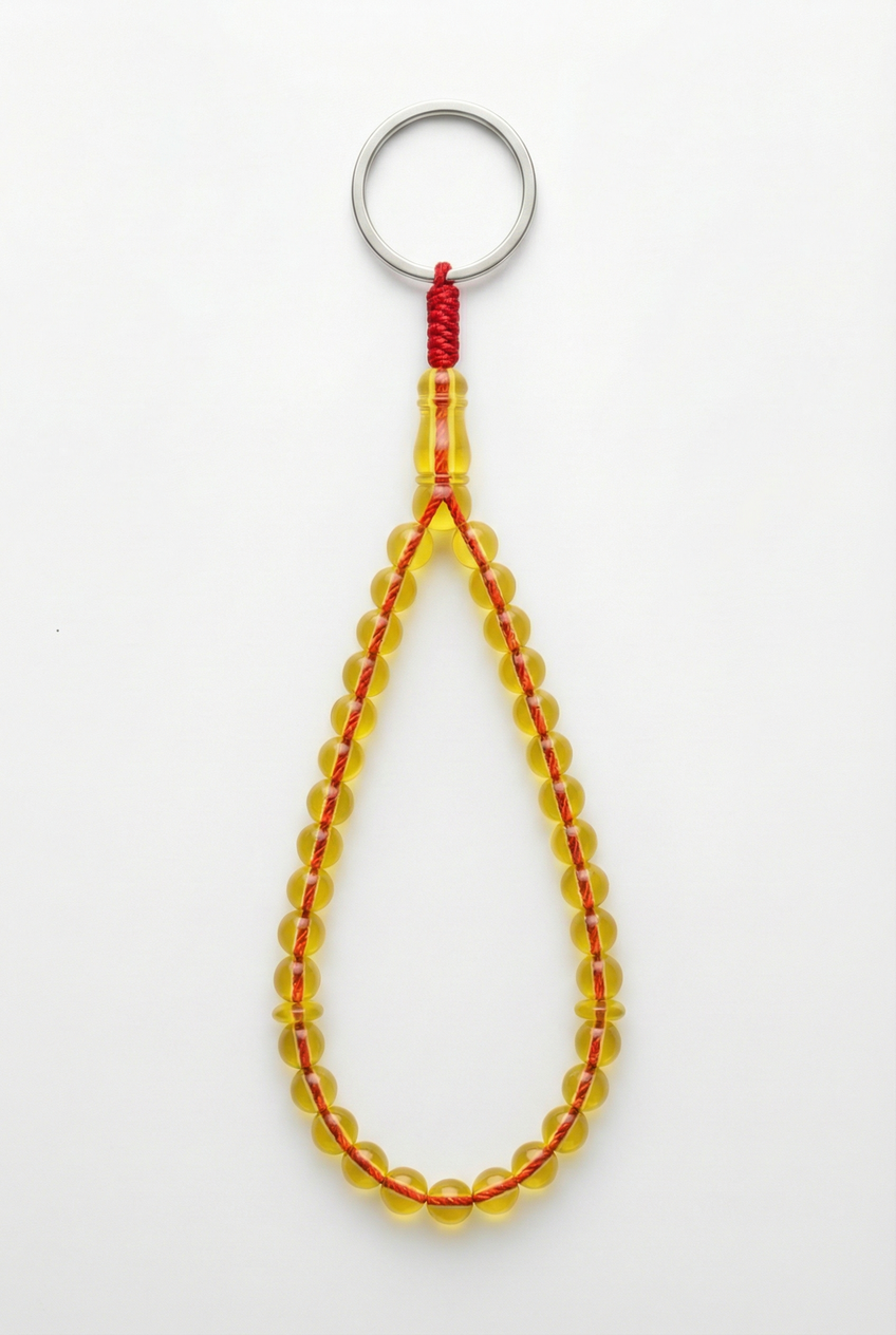 سلسلة مفاتيح من العنبر - ممتدة + شاهد وفواصل (31 خرزة)