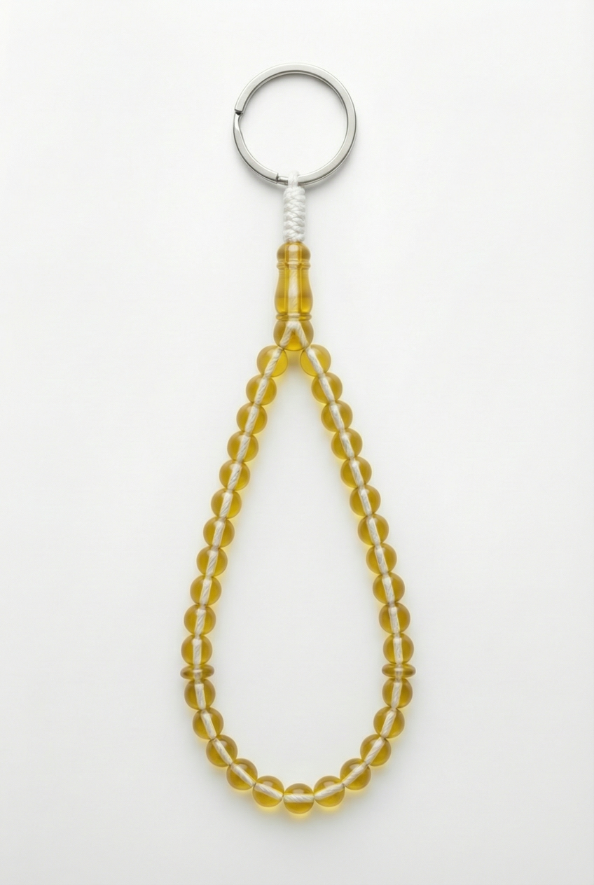 سلسلة مفاتيح من العنبر - ممتدة + شاهد وفواصل (31 خرزة)